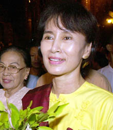 Opposition leader Aung San Suu Kyi, seen here in this 2002 file photo, had been barred from meeting foreigners for more than two years before her meeting this week with UN special envoy Ibrahim Gambari.